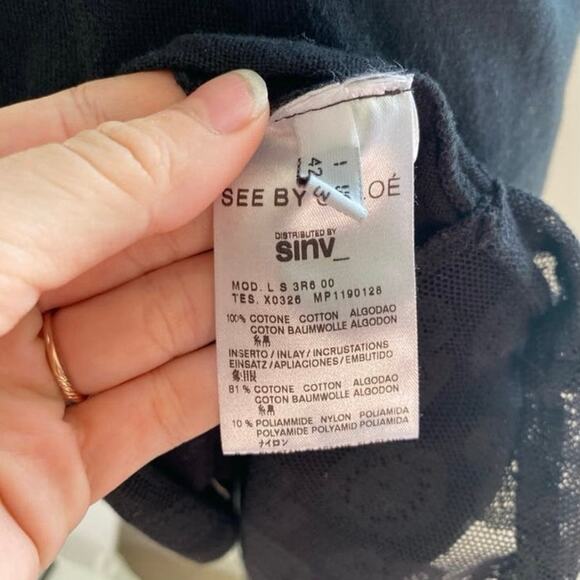 Authentic Italian See by Chloe Sleeveless Mesh Back Lace Body Dress Black Size 6 - Picture 5 of 7